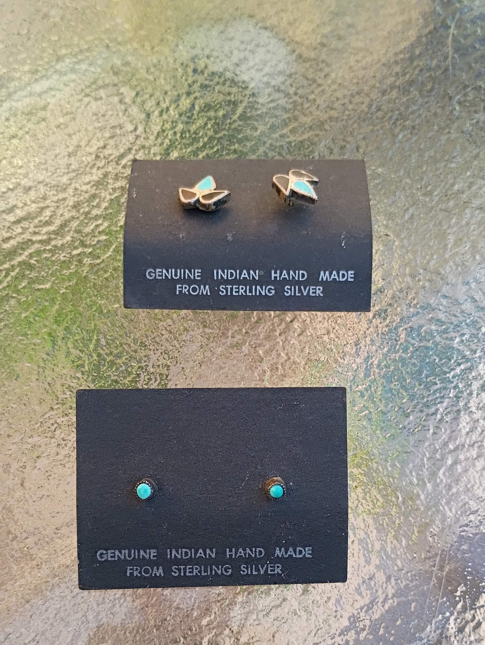 Sterling Silver Turquoise Butterfly & Stud Earrings - Genuine Indian Hand Made